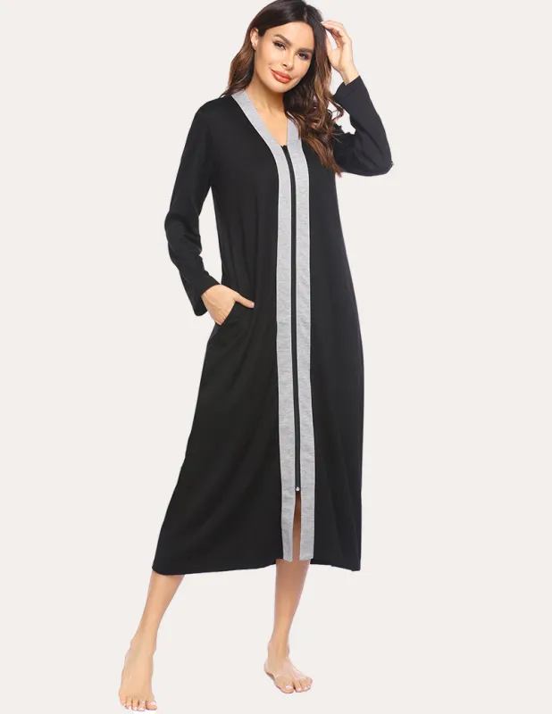Ekouaer Zipper Loungewear Robe with Pocket (US Only) made by Ekouaer