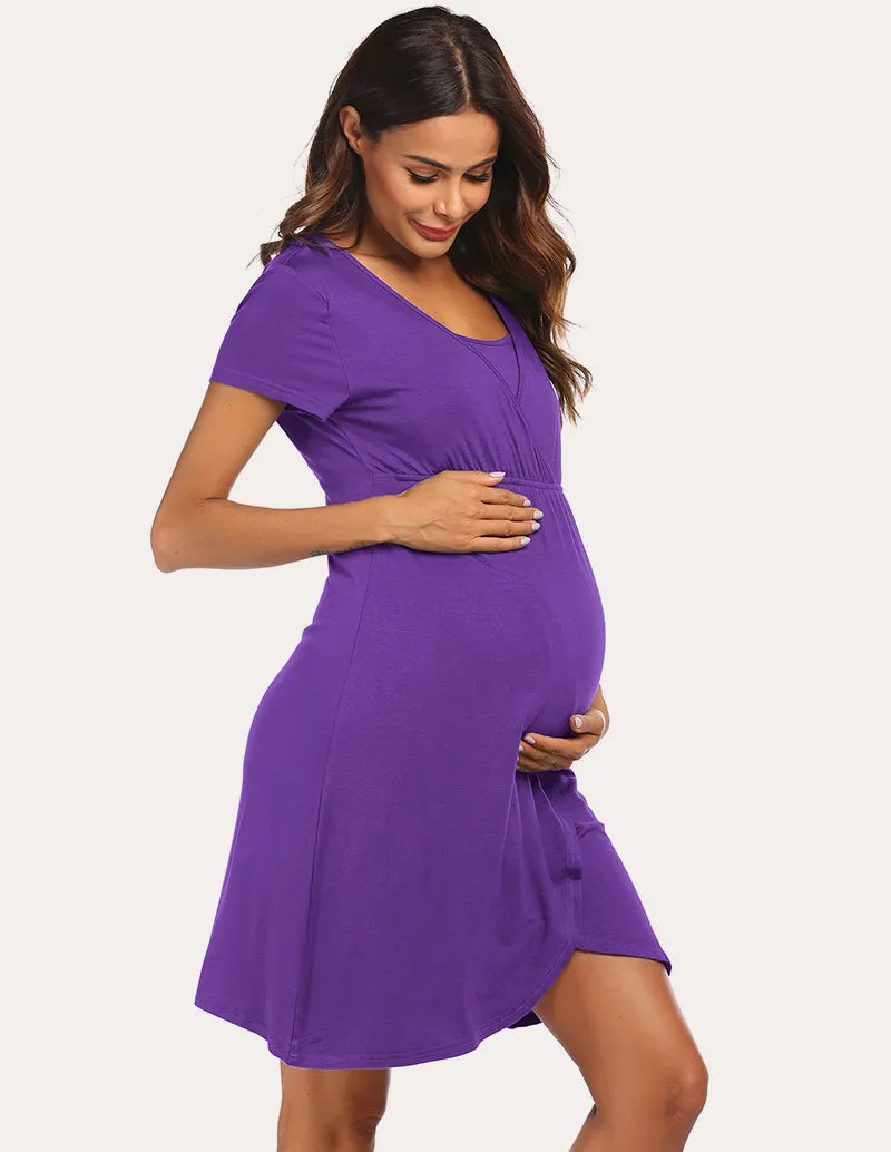 Ekouaer Nightgown Short Sleeve Nursing Dress (US Only) sold by Ekouaer product image thumbnail 4