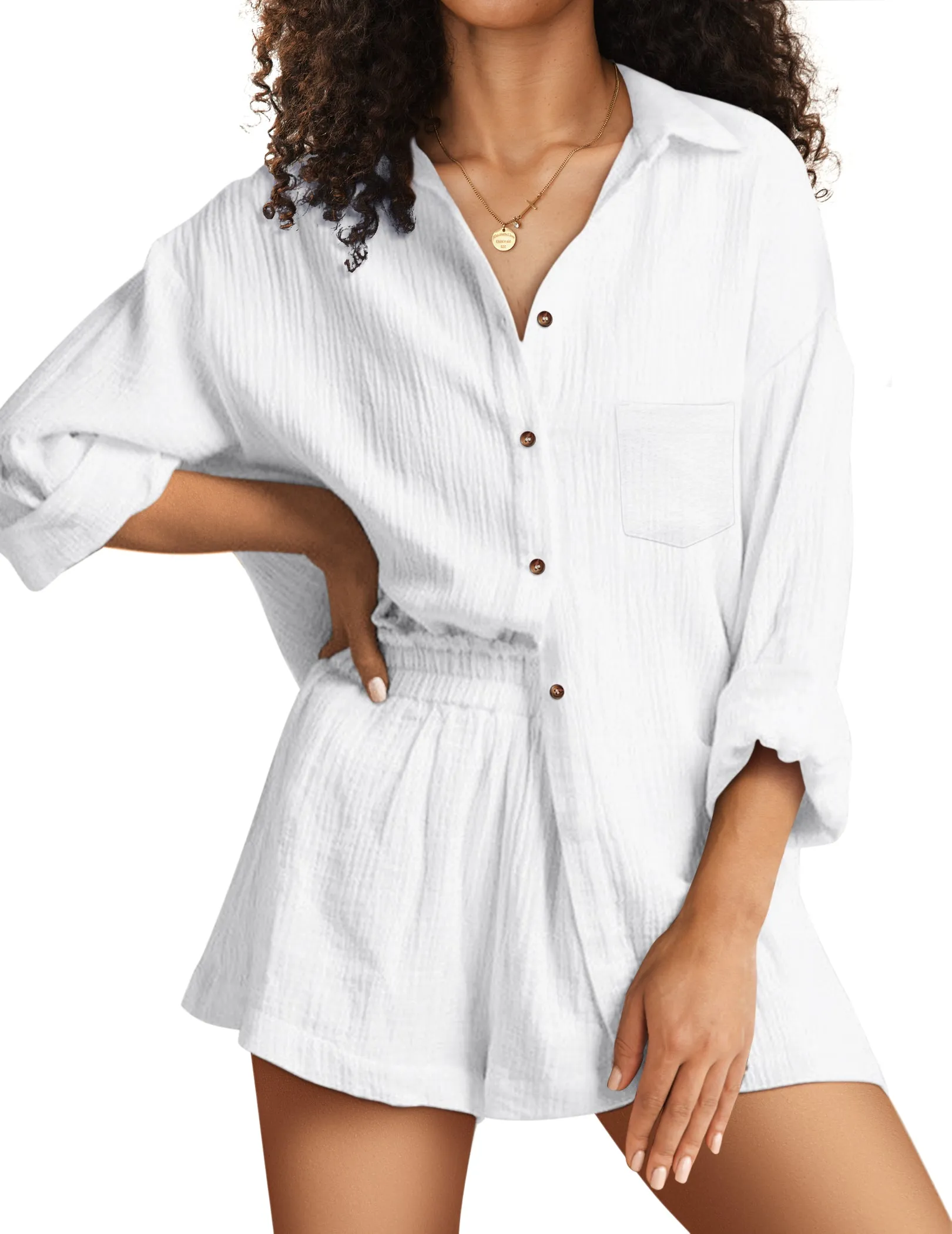 Ekouaer Button Down Lounge Set With Pockets (US Only) sold by Ekouaer product image thumbnail 5