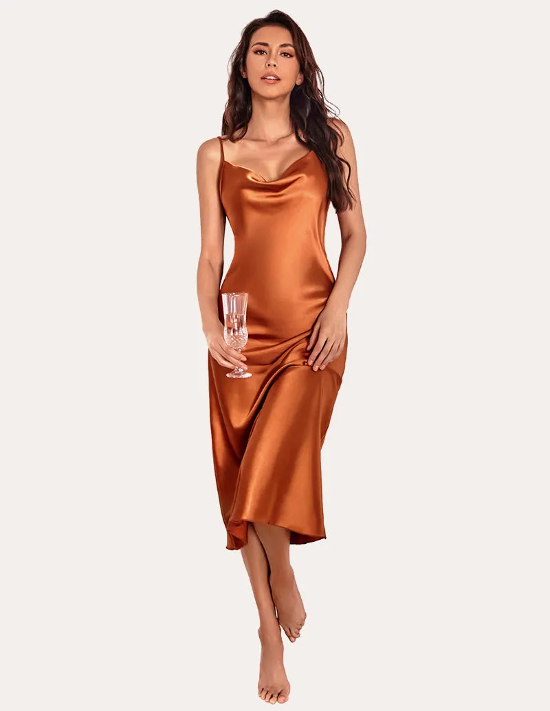 Ekouaer Spaghetti Strap Long Satin Nightgown (US Only) sold by Ekouaer product image thumbnail 3