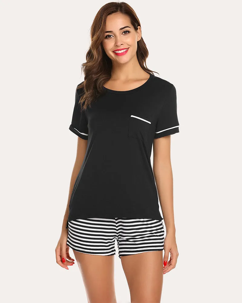 Ekouaer Striped Short Sleeve Pajama Set (US Only) sold by Ekouaer product image thumbnail 5