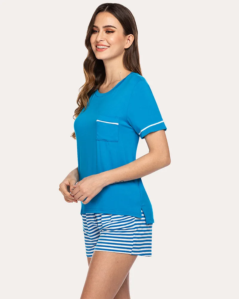 Ekouaer Striped Short Sleeve Pajama Set (US Only) sold by Ekouaer product image thumbnail 3