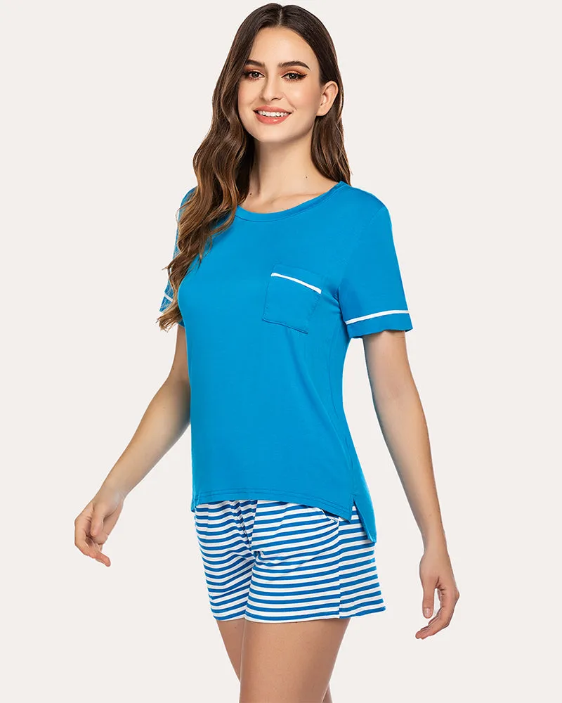 Ekouaer Striped Short Sleeve Pajama Set (US Only) sold by Ekouaer product image thumbnail 2