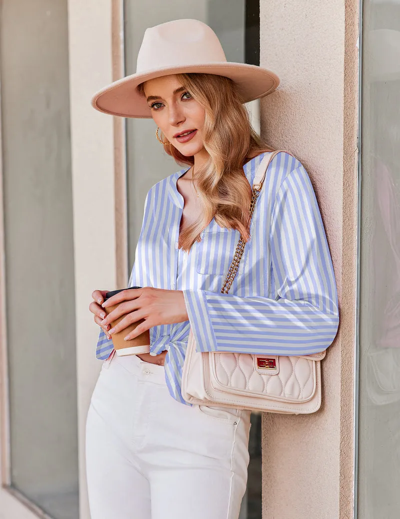 Ekouaer Satin Long Sleeve Button Down Pajamas Set (US Only) sold by Ekouaer product image thumbnail 3