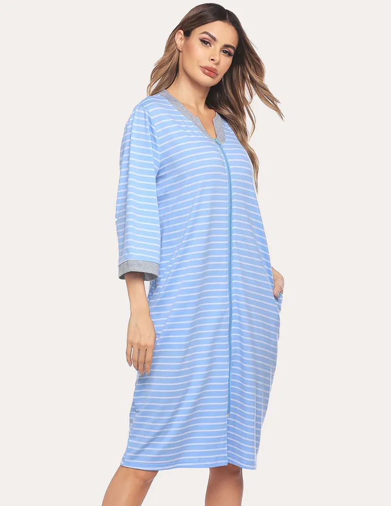 Ekouaer Zipper Robe 3/4 Sleeve Nightgowns (US Only) sold by Ekouaer product image thumbnail 5
