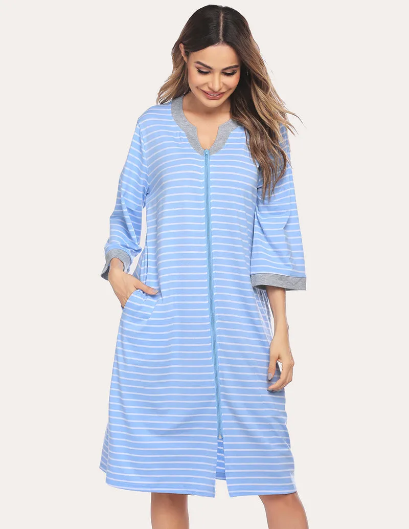 Ekouaer Zipper Robe 3/4 Sleeve Nightgowns (US Only) sold by Ekouaer product image thumbnail 3