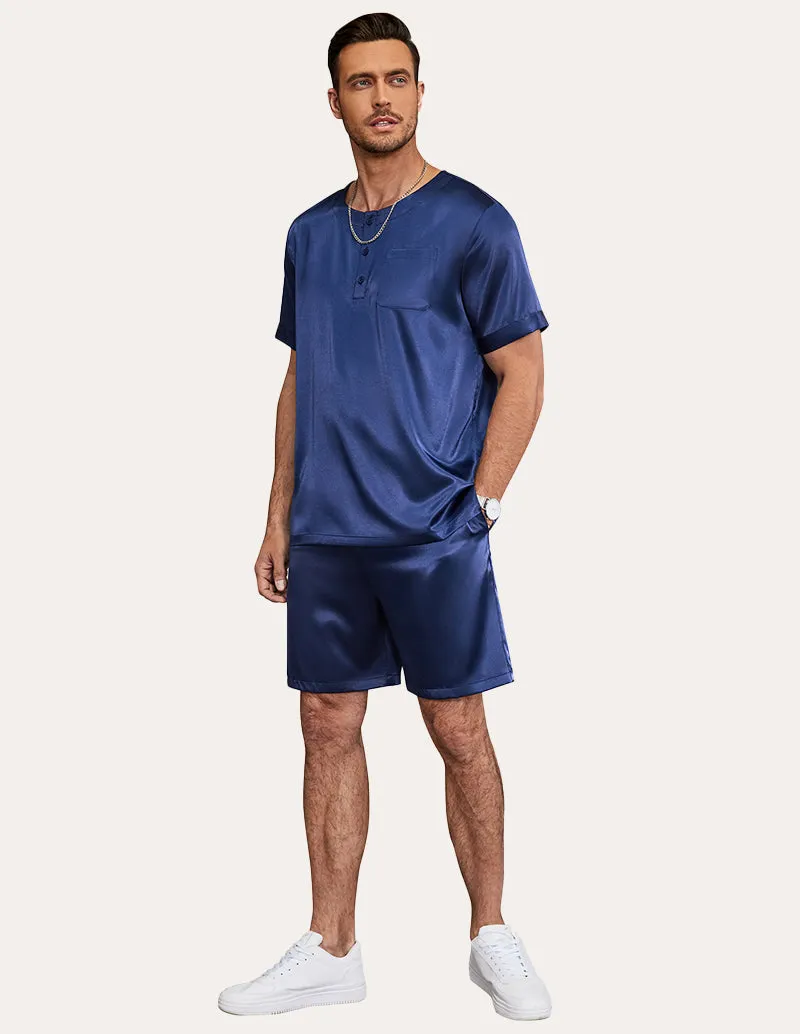 Ekouaer Men Short Sleeve Satin Pajamas Set (US Only) sold by Ekouaer product image thumbnail 5