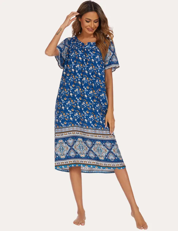 Ekouaer Floral Print Nightgown with Pockets (US Only) sold by Ekouaer