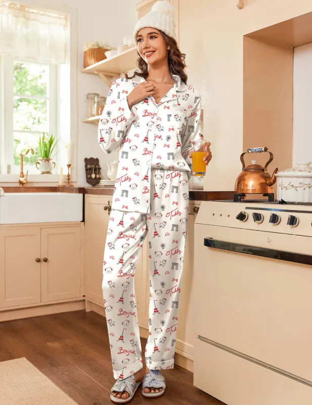 Ekouaer Teddy Classic Satin Pajama Set (US Only) sold by Ekouaer
