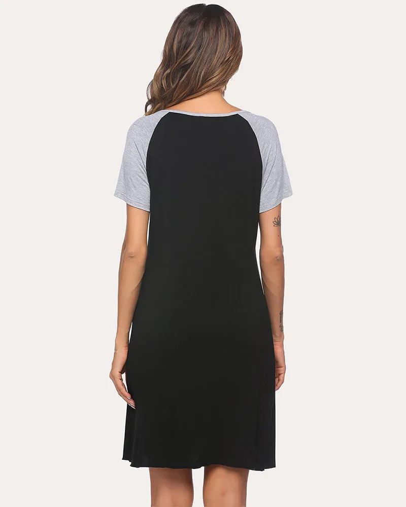 Ekouear Casual O Neck Short Sleeve Loose Comfort Nightdress (US Only) sold by Ekouaer product image thumbnail 4