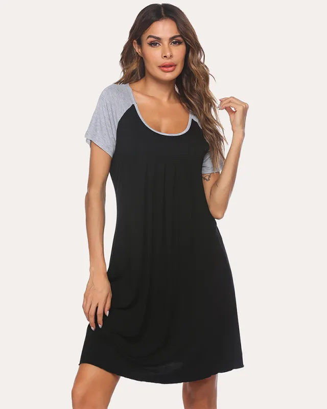 Ekouear Casual O Neck Short Sleeve Loose Comfort Nightdress (US Only) sold by Ekouaer
