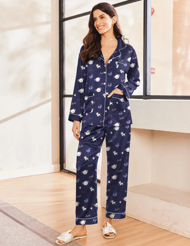 TEDDY Two-piece Classic Satin Pajama Set (US Only) sold by Ekouaer