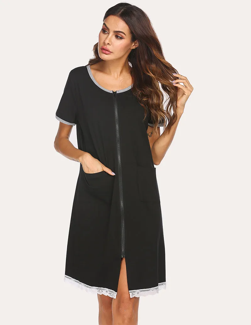 Ekouaer Lace Hem Nightdress with Pocket (US Only) sold by Ekouaer product image thumbnail 4