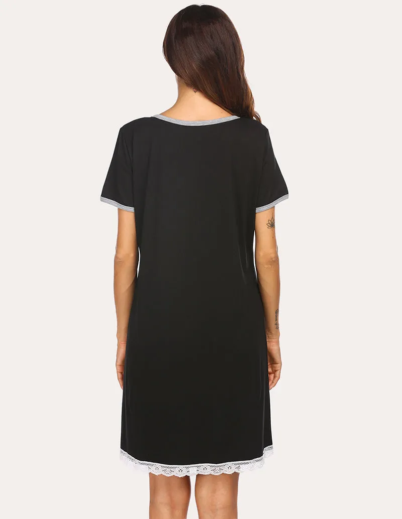 Ekouaer Lace Hem Nightdress with Pocket (US Only) sold by Ekouaer product image thumbnail 2