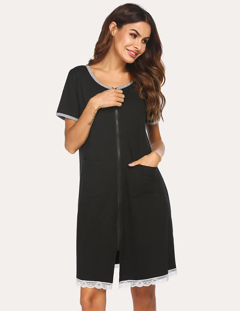 Ekouaer Lace Hem Nightdress with Pocket (US Only) sold by Ekouaer product image thumbnail 5