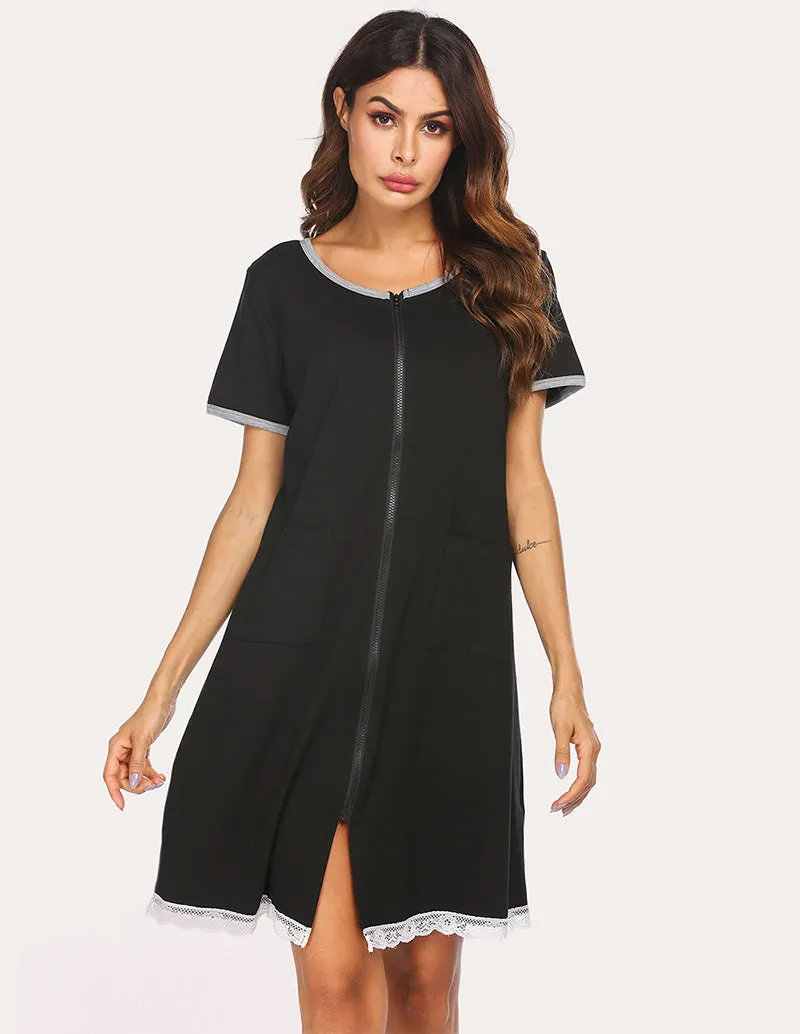 Ekouaer Lace Hem Nightdress with Pocket (US Only) sold by Ekouaer product image thumbnail 3