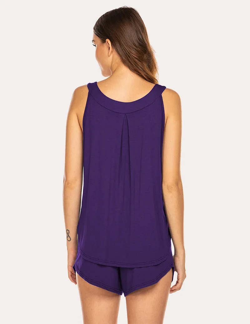 Ekouaer Wide Strap Tank Tops Shorts Pajamas Set (US Only) sold by Ekouaer product image thumbnail 2