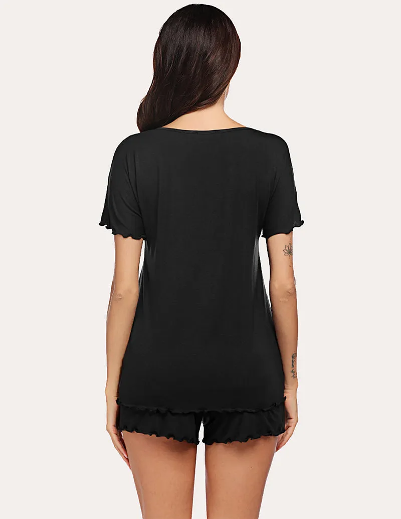 Ekouaer Bat Sleeve Tee Tops Shorts Pajamas Set (US Only) sold by Ekouaer product image thumbnail 2
