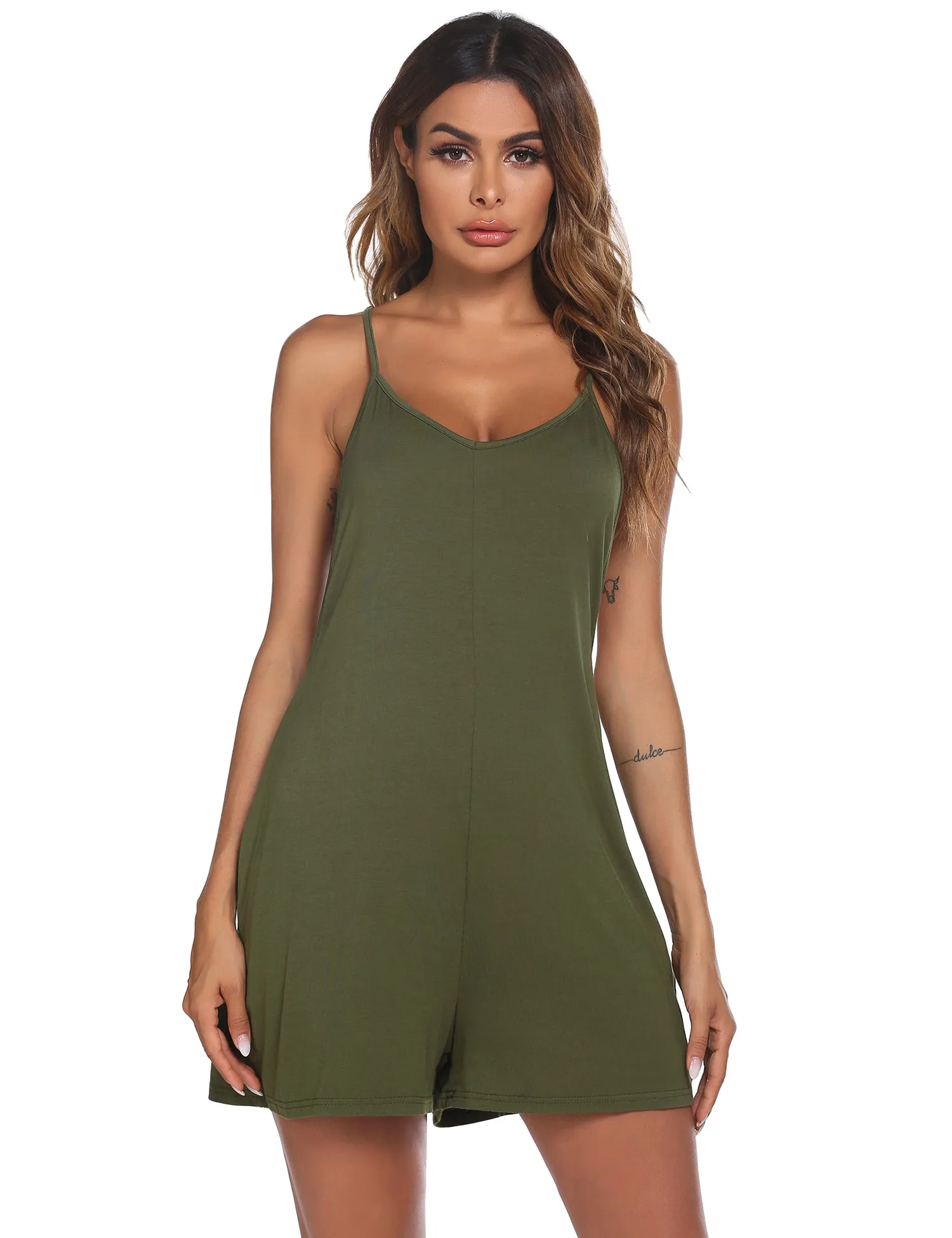 Ekouaer Spaghetti Strap Pajamas Romper (US Only) sold by Ekouaer product image thumbnail 4