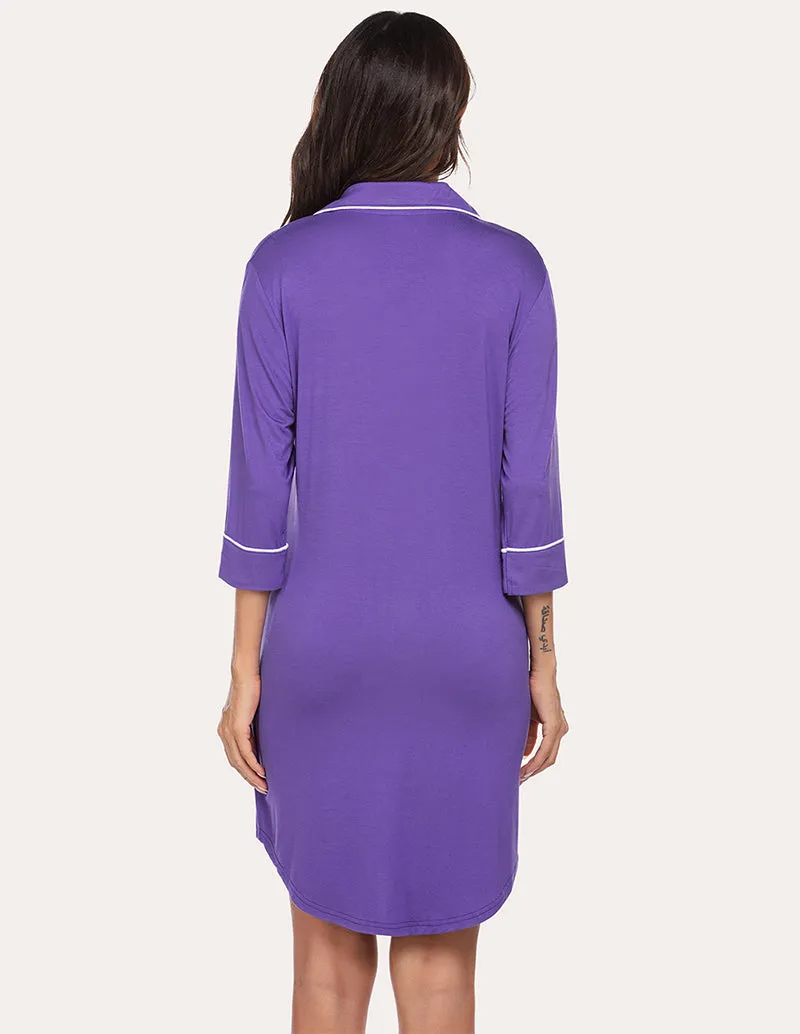 Ekouaer Classic Boyfriend Nightdress (US Only) sold by Ekouaer product image thumbnail 2