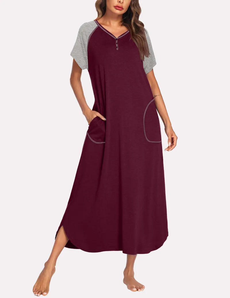 Ekouaer Patchwork Full Length Sleep Dress (US Only) sold by Ekouaer product image thumbnail 3