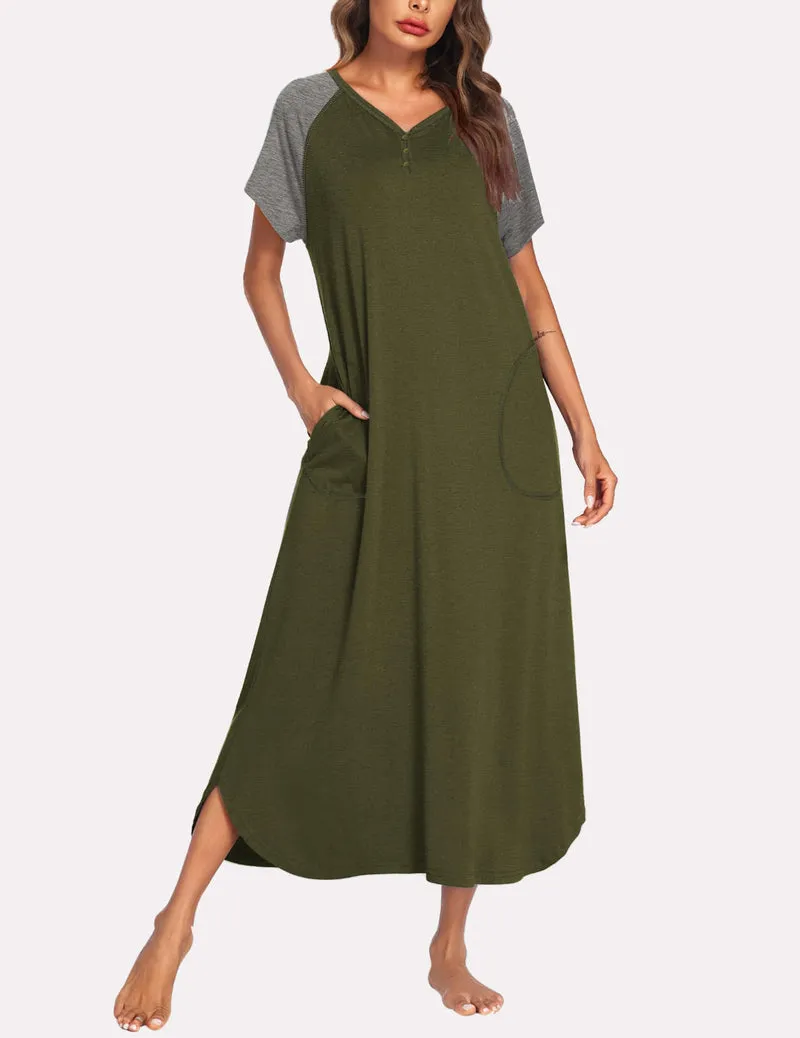 Ekouaer Patchwork Full Length Sleep Dress (US Only) sold by Ekouaer product image thumbnail 2