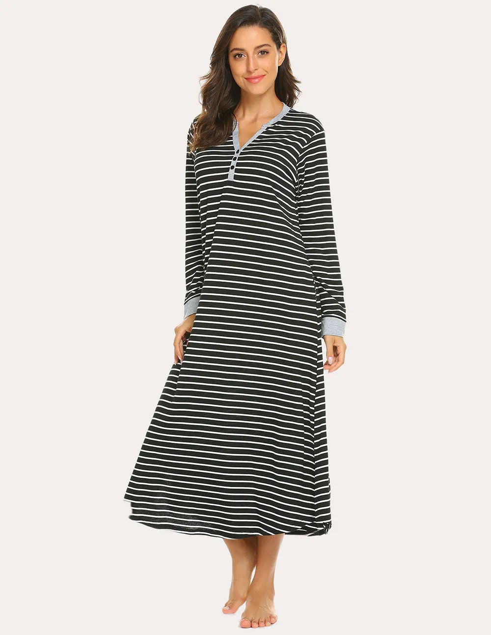 Ekouaer Striped Nightdress (US Only) sold by Ekouaer product image thumbnail 3