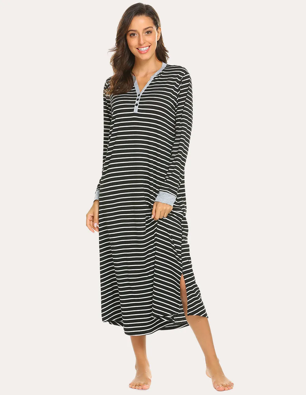 Ekouaer Striped Nightdress (US Only) sold by Ekouaer product image thumbnail 4