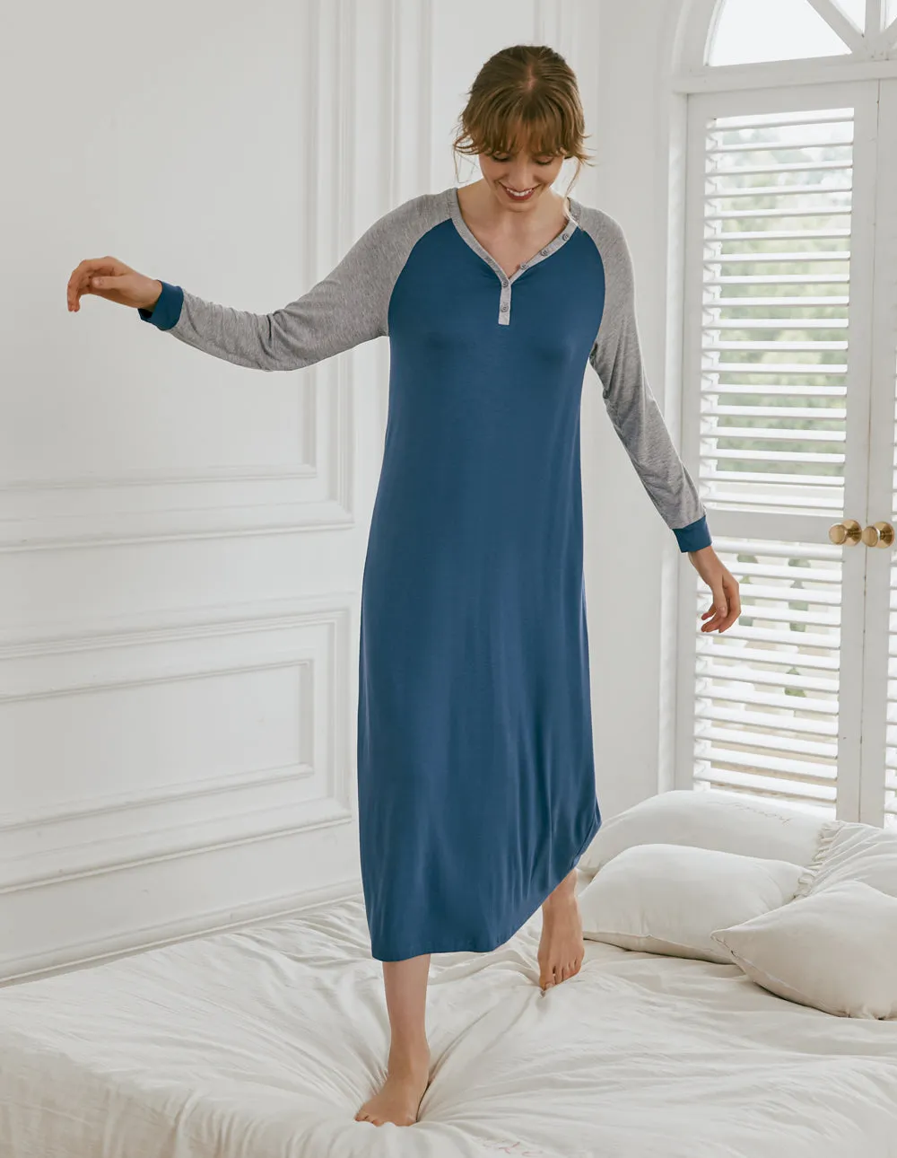 Ekouaer Henley Sleep Dress (US Only) sold by Ekouaer product image thumbnail 4