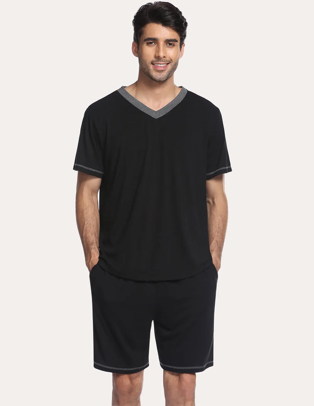 Ekouaer Men Pajamas T-shirt Shorts Set (US Only) sold by Ekouaer