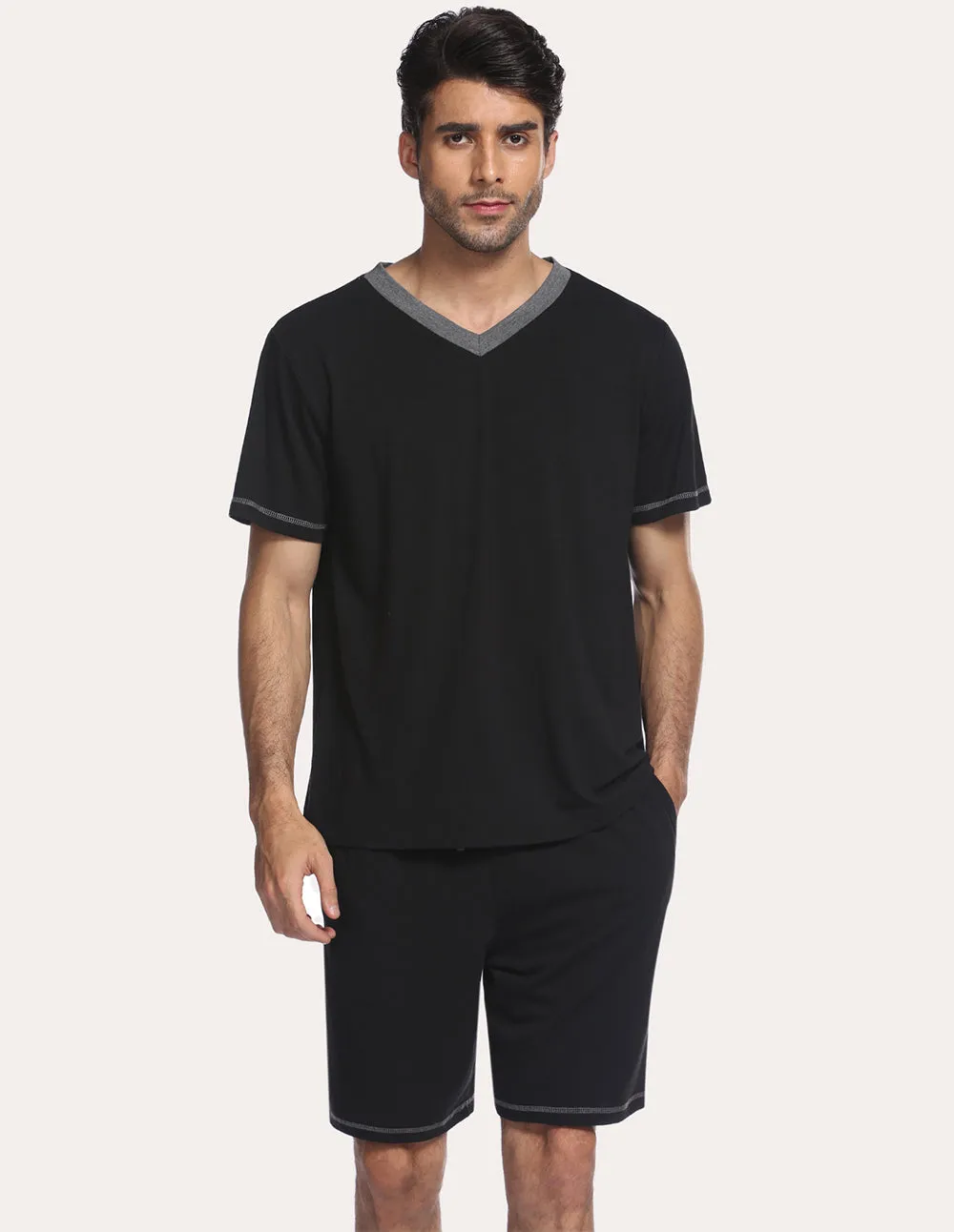 Ekouaer Men Pajamas T-shirt Shorts Set (US Only) sold by Ekouaer product image thumbnail 4