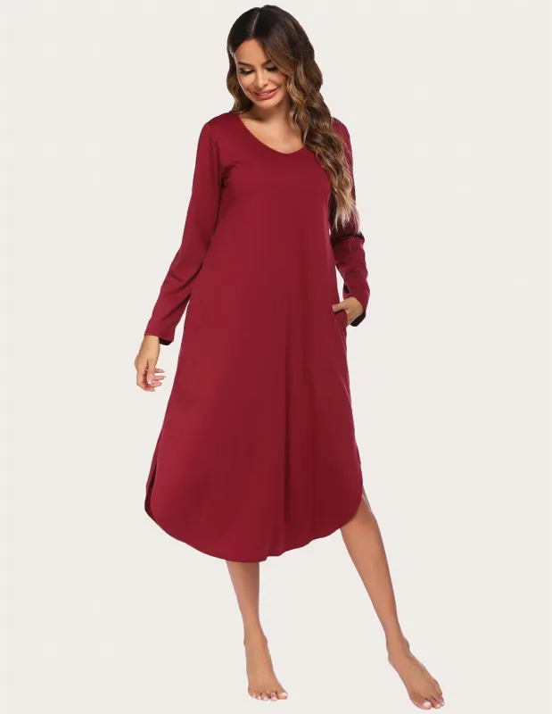 Ekouaer Loose Nightdress With Pocket (US Only) sold by Ekouaer