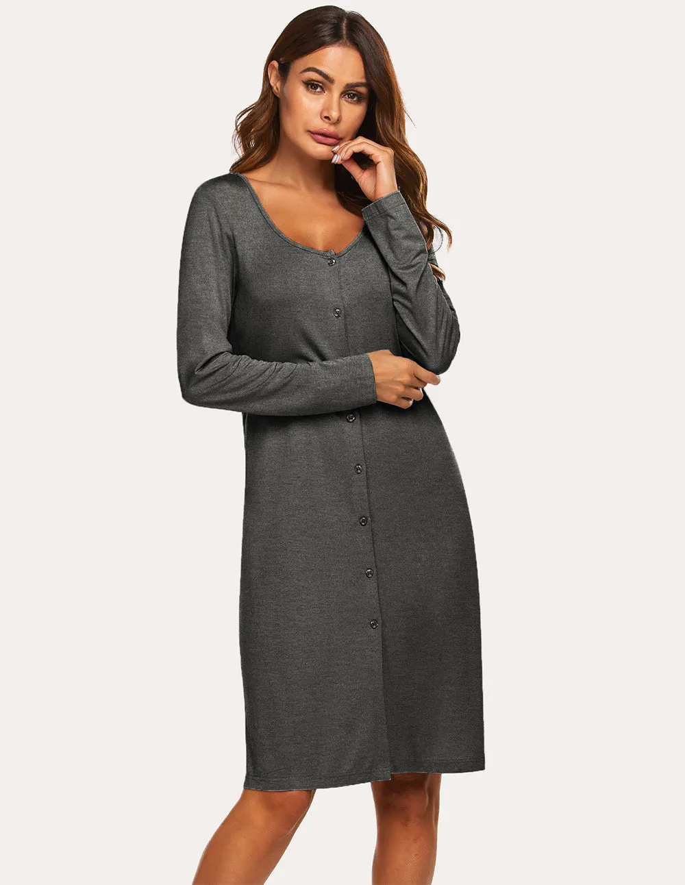 Ekouaer Single Breasted Nightdress (US Only) sold by Ekouaer product image thumbnail 3