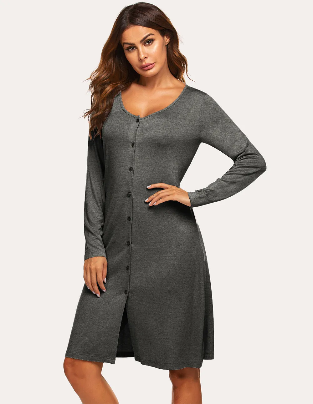 Ekouaer Single Breasted Nightdress (US Only) sold by Ekouaer product image thumbnail 4
