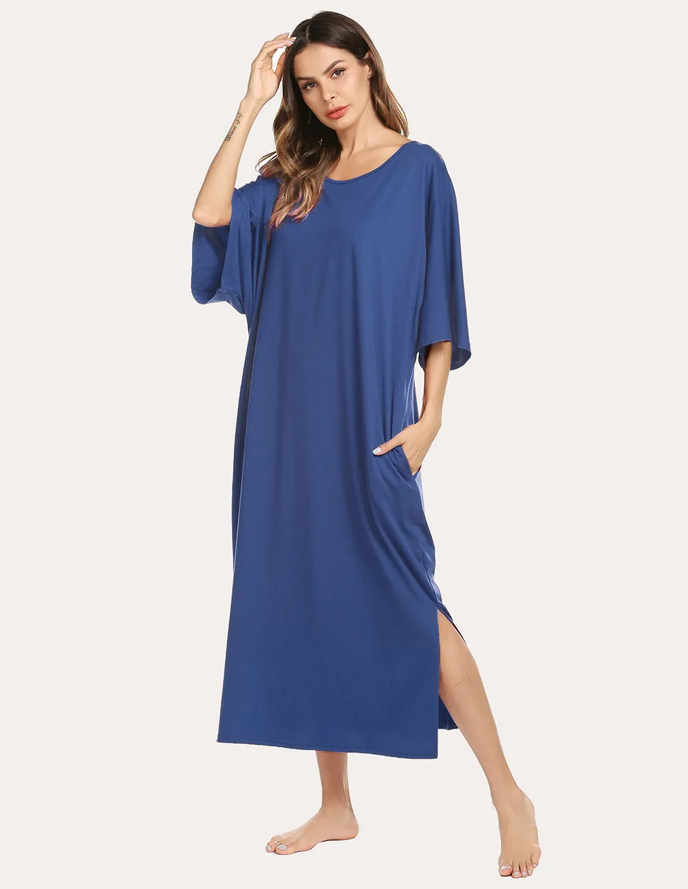 Ekouaer Oversized Split Hem Nightdress (US Only) sold by Ekouaer product image thumbnail 4
