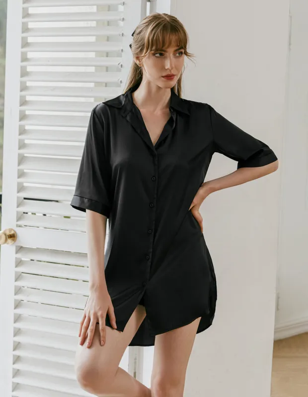 Ekouaer Boyfriend Style Sexy Silk Nightgown (US Only) sold by Ekouaer