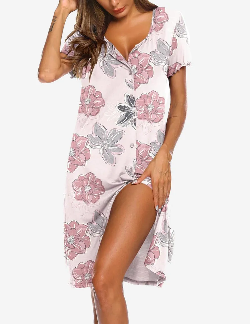 Teddy Soft Ruffle Seams Sleep Dress (US Only) sold by Ekouaer product image thumbnail 5