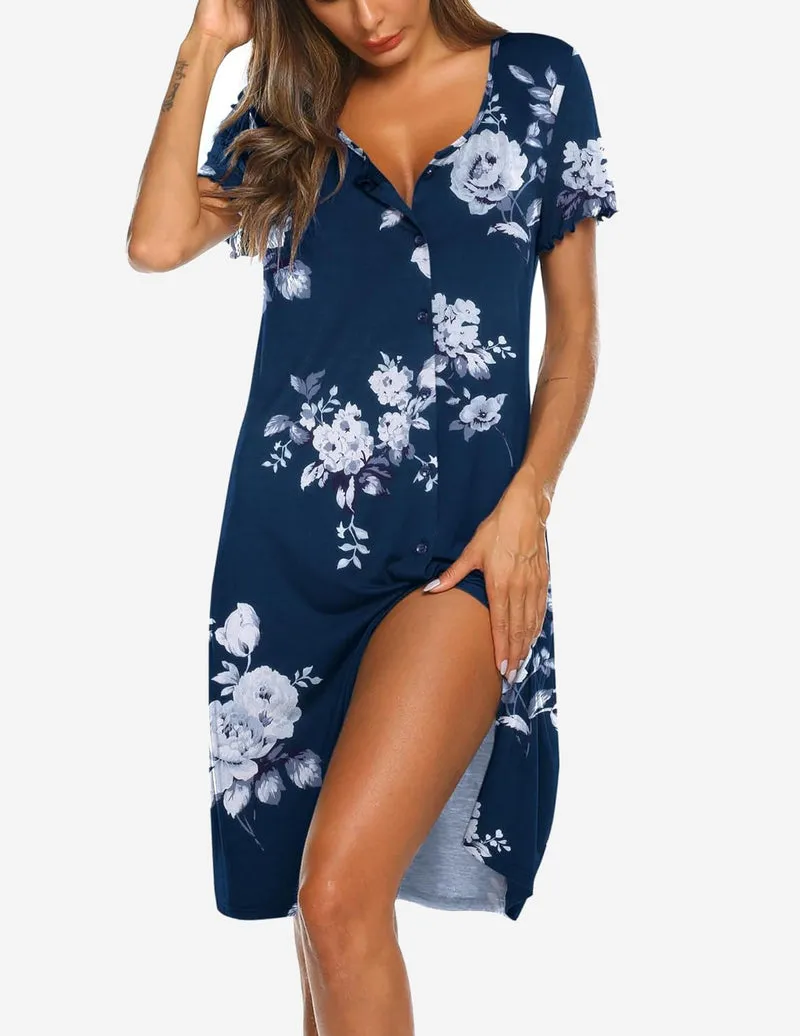 Teddy Soft Ruffle Seams Sleep Dress (US Only) sold by Ekouaer product image thumbnail 3