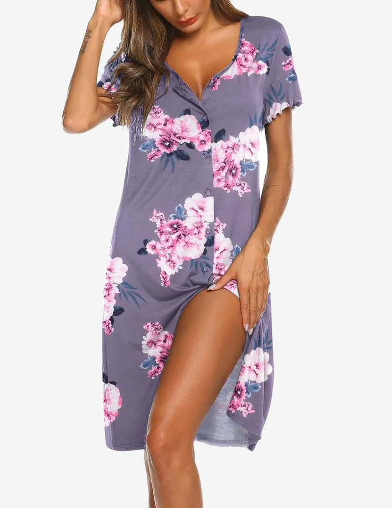 Teddy Soft Ruffle Seams Sleep Dress (US Only) sold by Ekouaer product image thumbnail 2