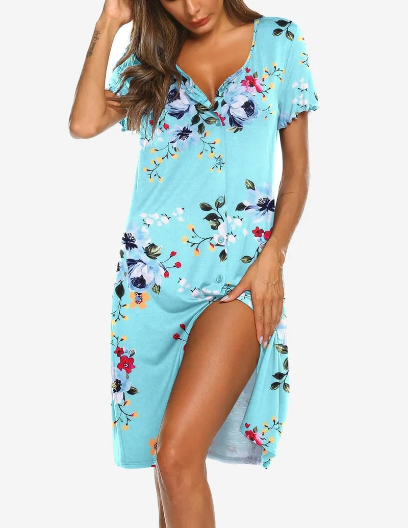 Teddy Soft Ruffle Seams Sleep Dress (US Only) sold by Ekouaer product image thumbnail 4