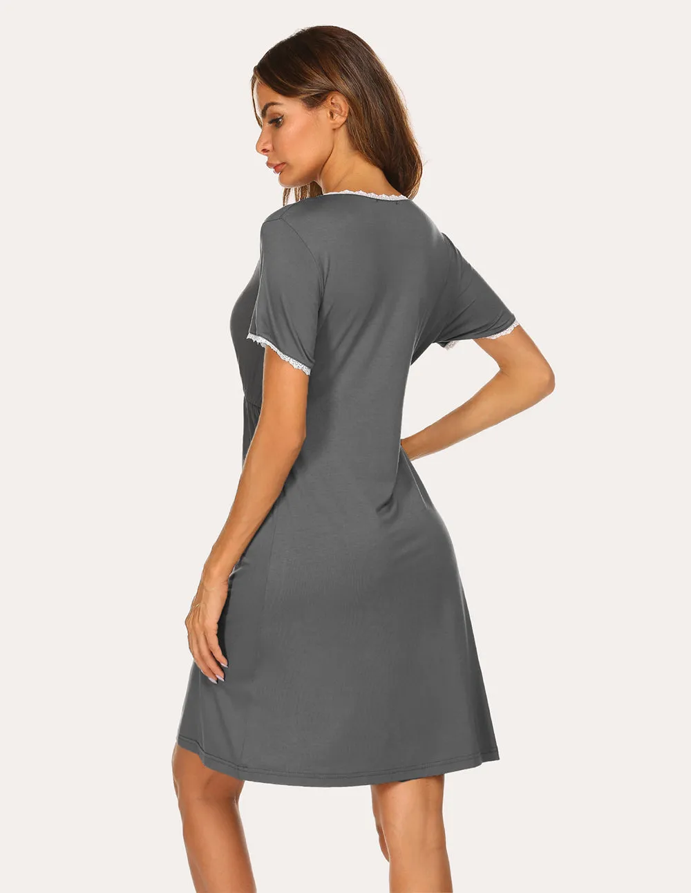 Ekouaer Lace Trim Maternity Nightdress (US Only) sold by Ekouaer product image thumbnail 5