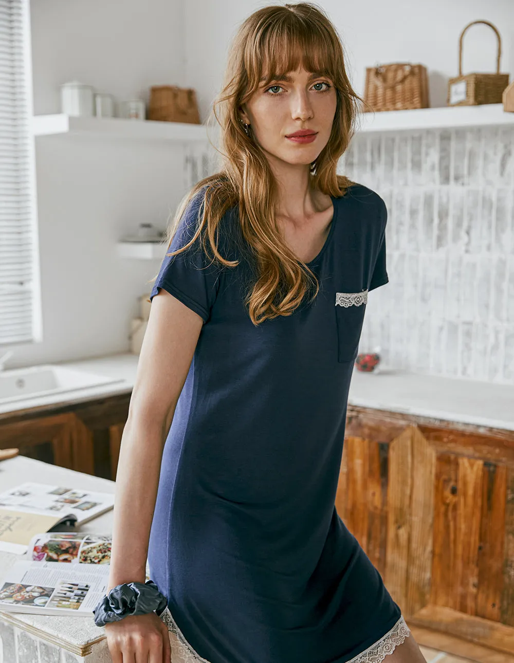 Ekouaer Lace Trim Soft Nightdress (US Only) sold by Ekouaer product image thumbnail 3