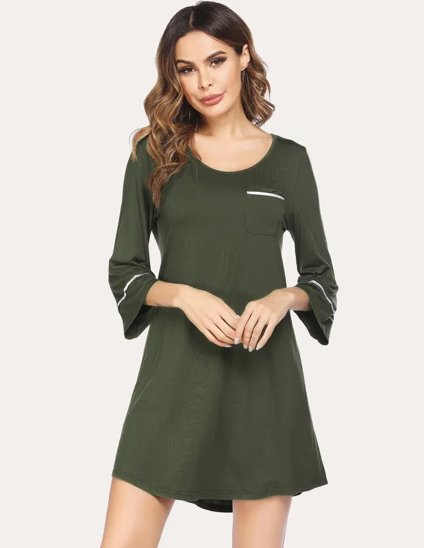 Ekouaer Cool Bell Sleeve Sleep Dress (US Only) made by Ekouaer