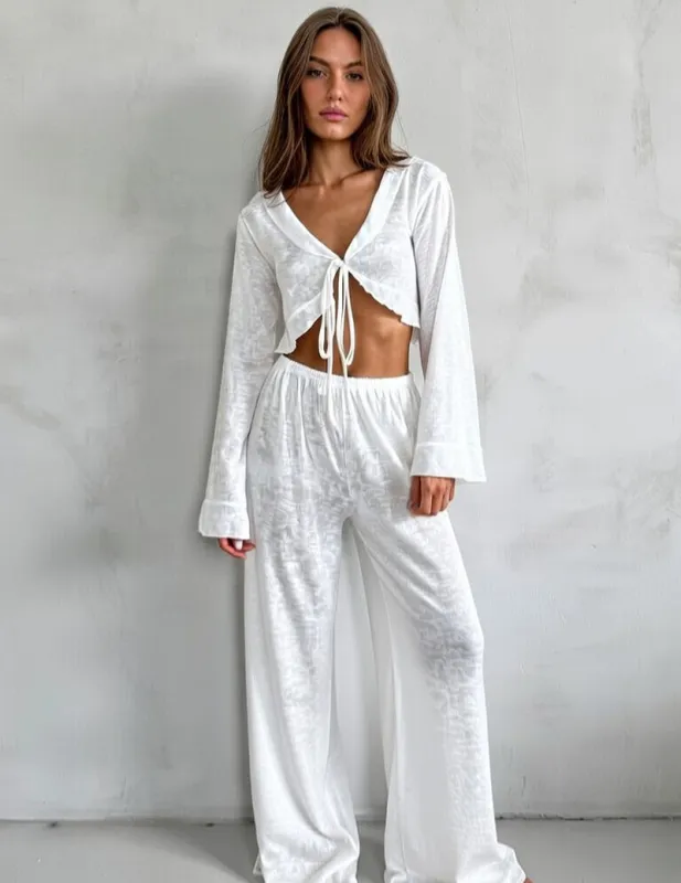 Knitted Long Pants Lazy Pajamas Loungewear Set sold by Ekouaer