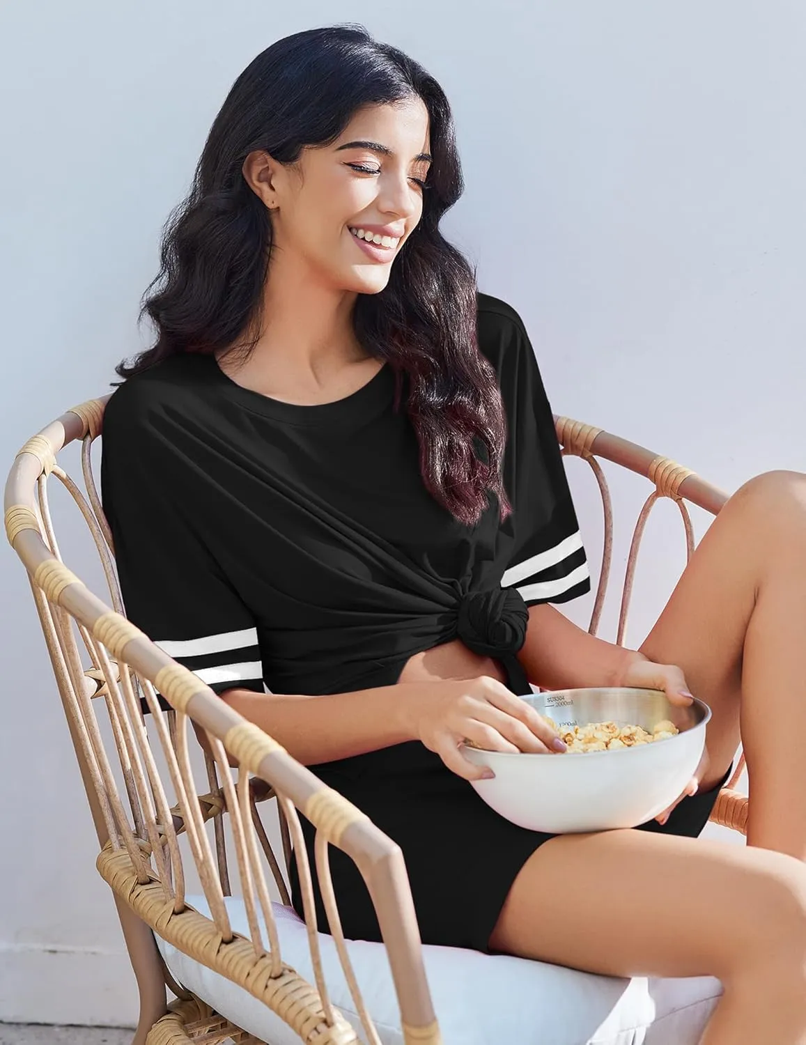 2 Piece Lounge Set Casual Oversized Tops Shorts Set sold by Ekouaer product image thumbnail 3