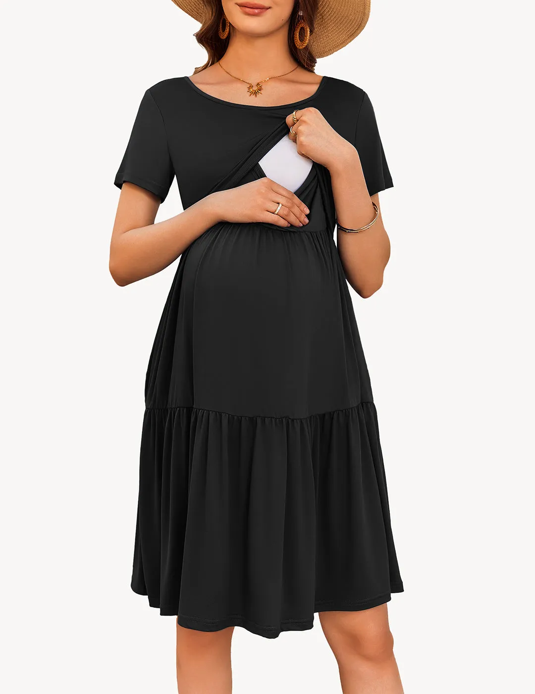 Ekouaer Breastfeeding Knee Length Maternity Dresses sold by Ekouaer product image thumbnail 5