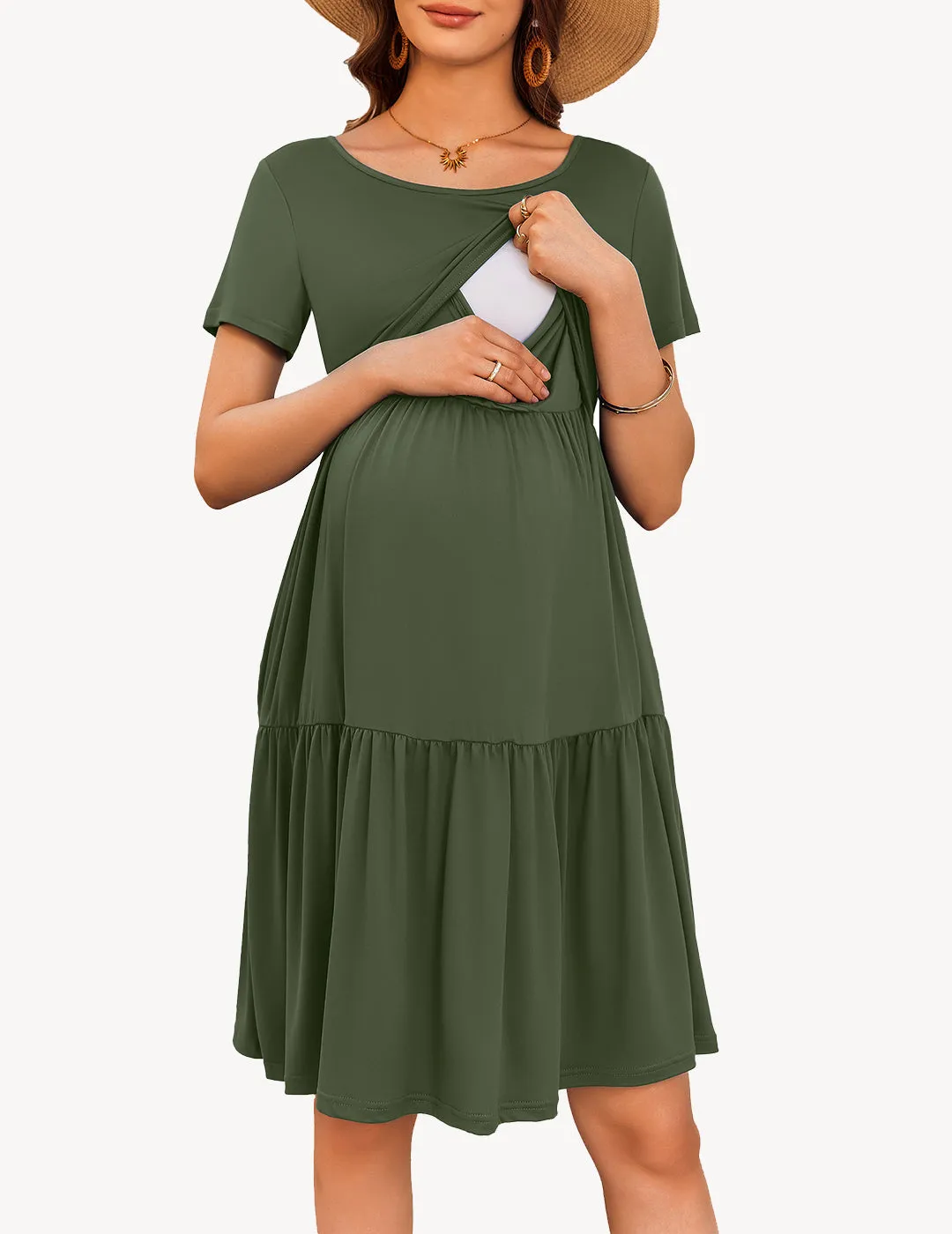 Ekouaer Breastfeeding Knee Length Maternity Dresses sold by Ekouaer product image thumbnail 2
