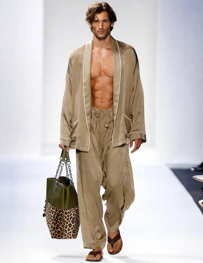 Men's Open-Front Kimono Robe & Wide-Leg Lounge Pants Set sold by Ekouaer