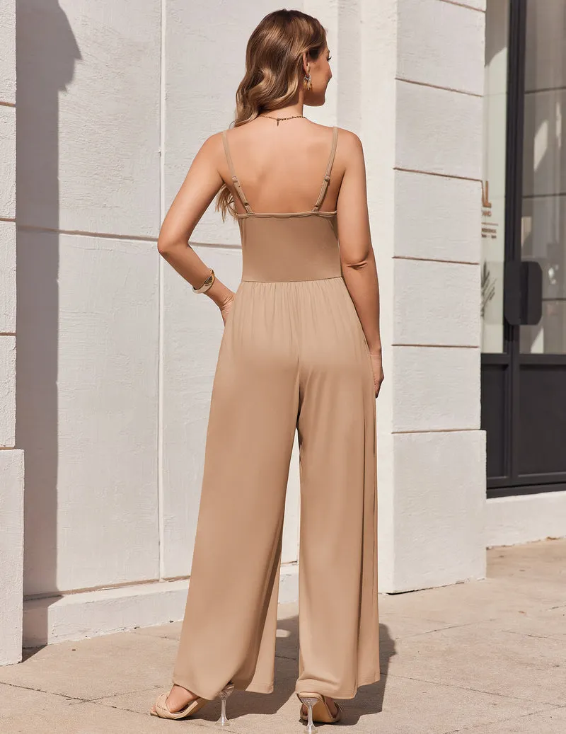Sleeveless Strap Jumpsuit One Piece Wide Leg Romper sold by Ekouaer product image thumbnail 5