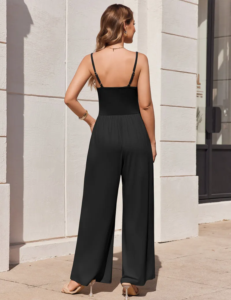Sleeveless Strap Jumpsuit One Piece Wide Leg Romper sold by Ekouaer product image thumbnail 2